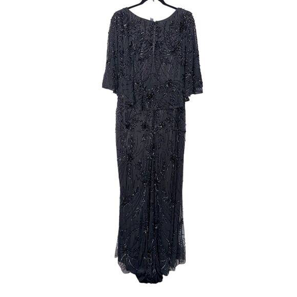 MAC DUGGAL Women’s Black Beaded V-Neck Sheer Cape Gown - Picture 8 of 14